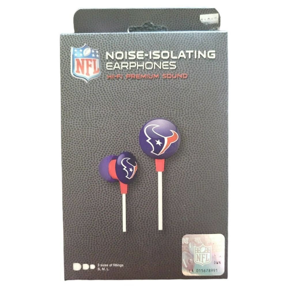 NFL Houston Texans Football iHip Noise-Isolating Earphones Ear Phone Buds